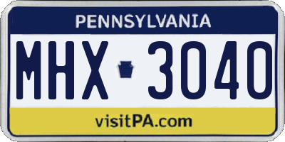 PA license plate MHX3040