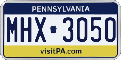 PA license plate MHX3050