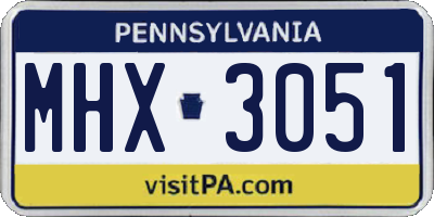 PA license plate MHX3051