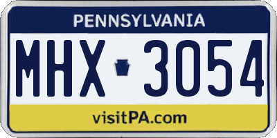 PA license plate MHX3054