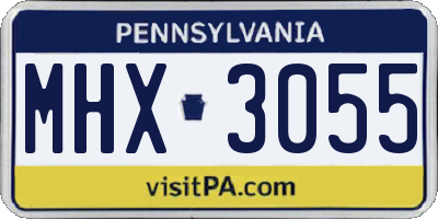PA license plate MHX3055