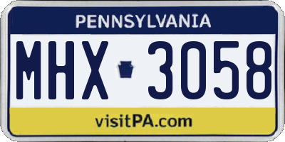 PA license plate MHX3058