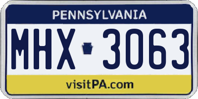 PA license plate MHX3063