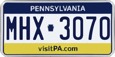 PA license plate MHX3070