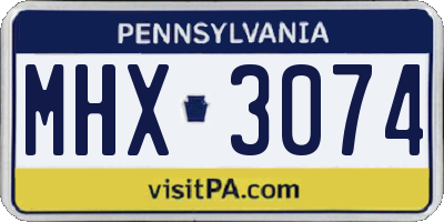 PA license plate MHX3074