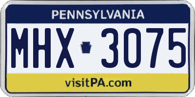 PA license plate MHX3075