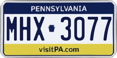 PA license plate MHX3077