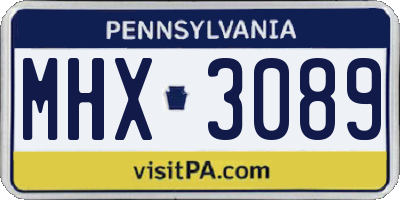 PA license plate MHX3089