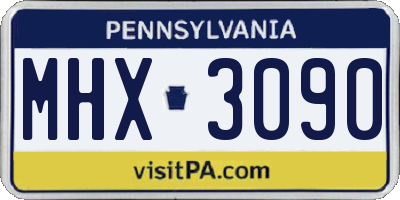 PA license plate MHX3090