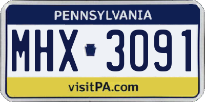 PA license plate MHX3091
