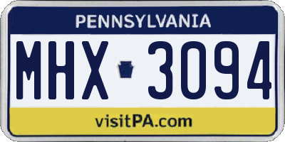 PA license plate MHX3094