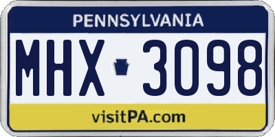 PA license plate MHX3098