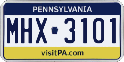 PA license plate MHX3101