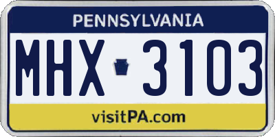 PA license plate MHX3103