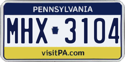 PA license plate MHX3104