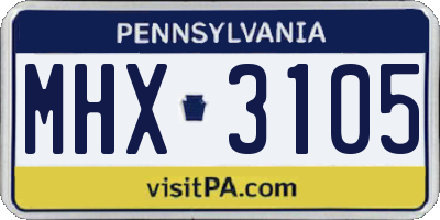 PA license plate MHX3105