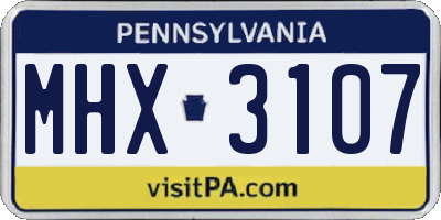 PA license plate MHX3107