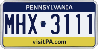 PA license plate MHX3111