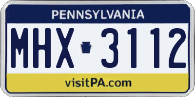 PA license plate MHX3112