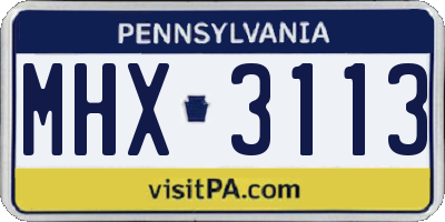 PA license plate MHX3113