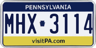 PA license plate MHX3114