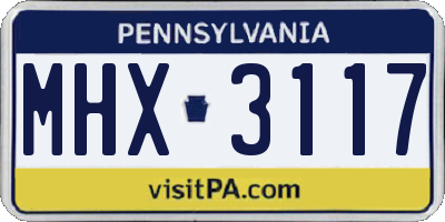PA license plate MHX3117