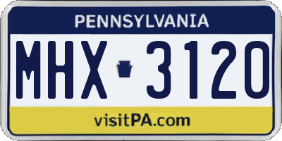 PA license plate MHX3120