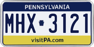 PA license plate MHX3121