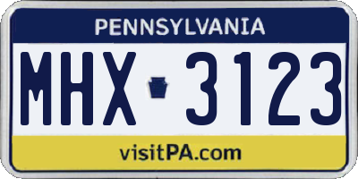 PA license plate MHX3123