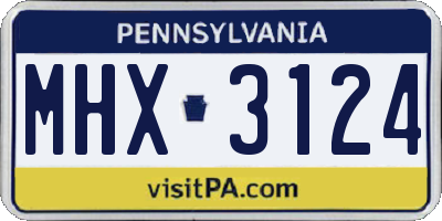 PA license plate MHX3124