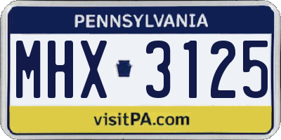 PA license plate MHX3125
