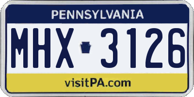 PA license plate MHX3126