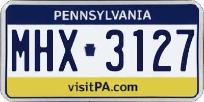 PA license plate MHX3127