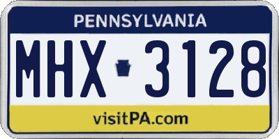 PA license plate MHX3128