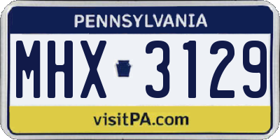 PA license plate MHX3129