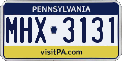 PA license plate MHX3131