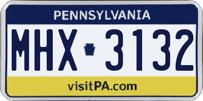 PA license plate MHX3132
