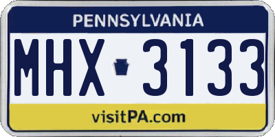 PA license plate MHX3133