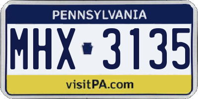 PA license plate MHX3135