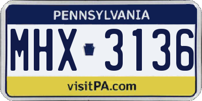 PA license plate MHX3136