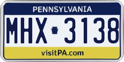 PA license plate MHX3138