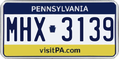 PA license plate MHX3139