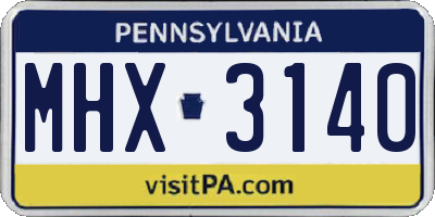 PA license plate MHX3140