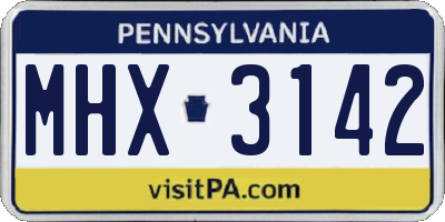 PA license plate MHX3142