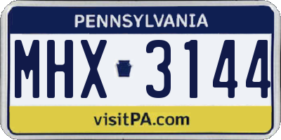 PA license plate MHX3144