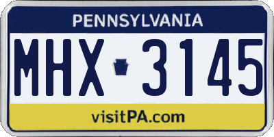 PA license plate MHX3145
