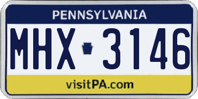 PA license plate MHX3146