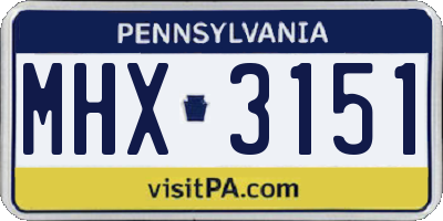 PA license plate MHX3151
