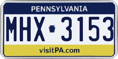 PA license plate MHX3153