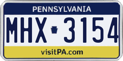 PA license plate MHX3154